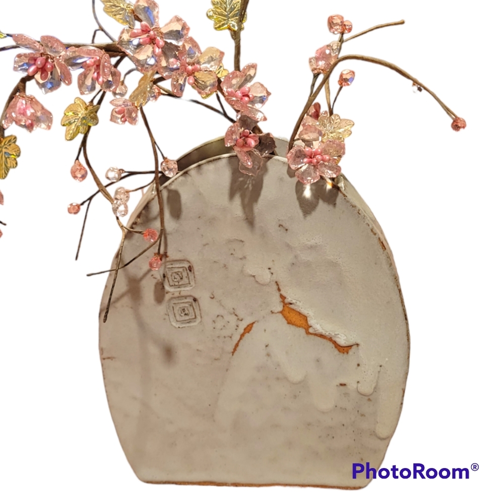 Artisan Slab Pottery Vase OOAK Folk Art
